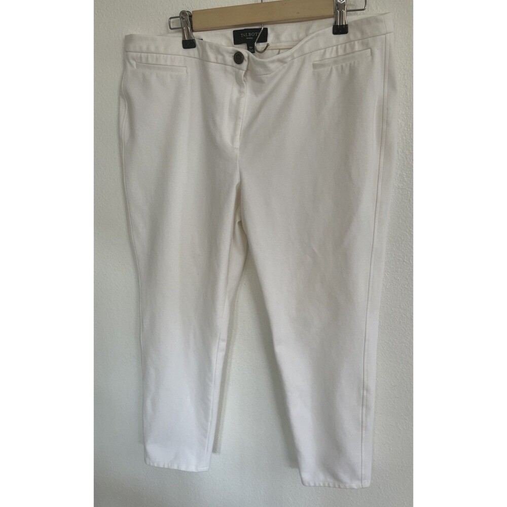 Talbots Womens Dalton Pants Sz 16 Petite White Stretch Casual Ankle Career Luxe